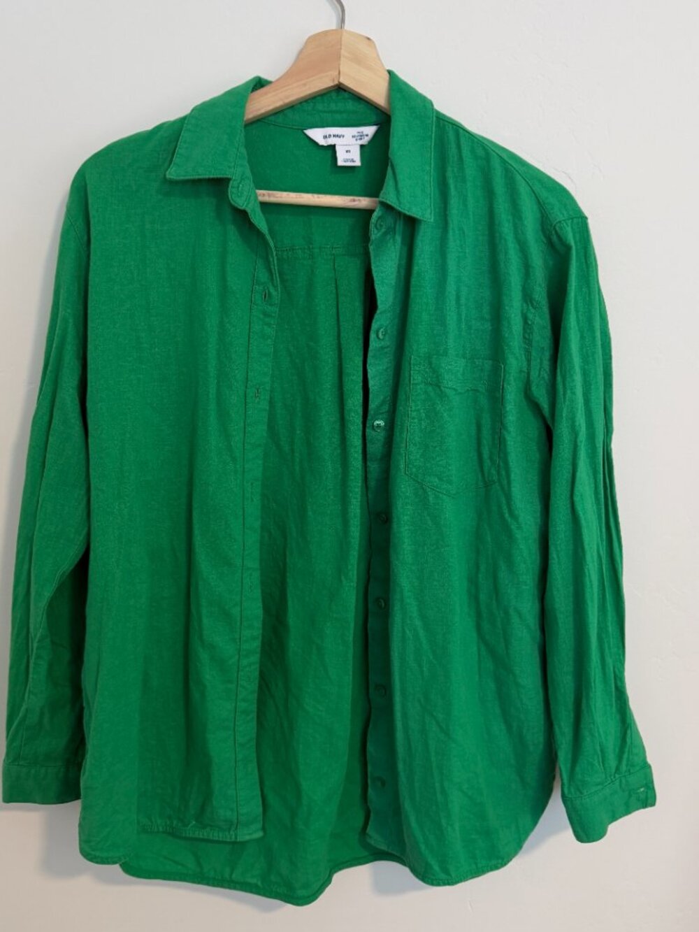 Old Navy XS Boyfriend Shirt Green Long-Sleeve Button Up Shirt